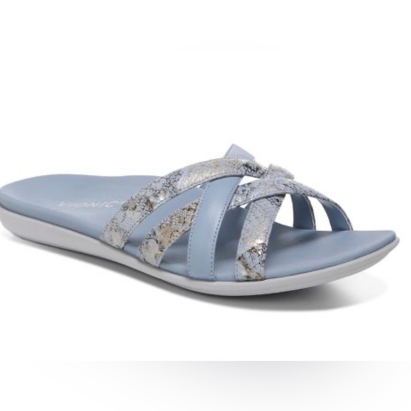 Vionic Shoes - Vionic Dava Women's Orthotic Slide Sandal Light Blue Size 5 Comfort